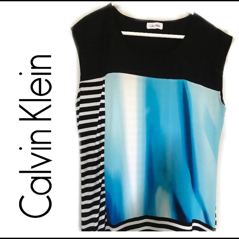CALVIN KLEIN block color sleeveless shirt, Size: M
